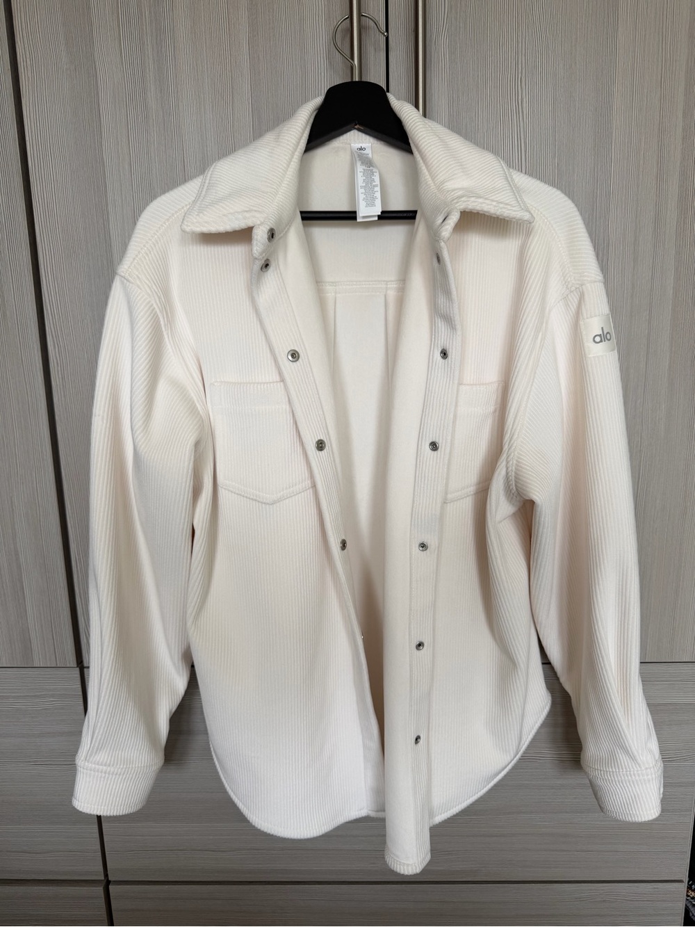 ALO Yoga Ribbed Velour Ivory Mountain Side Shacket